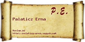 Palaticz Erna névjegykártya